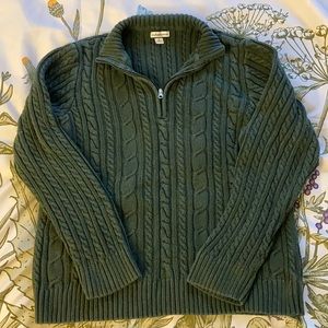 XL Green Croft & Barrow Cable Knit zip up